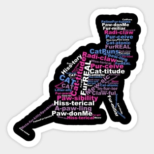 Cat Pun Word Cloud Pink Sticker